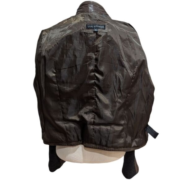Via Spiga Womens 100% Leather Asymmetrical Moto Jacket Zip Up Dark Brown Size XL - Picture 9 of 13